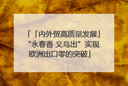 「内外贸高质量发展」“永春香 义乌出”实现欧洲出口零的突破