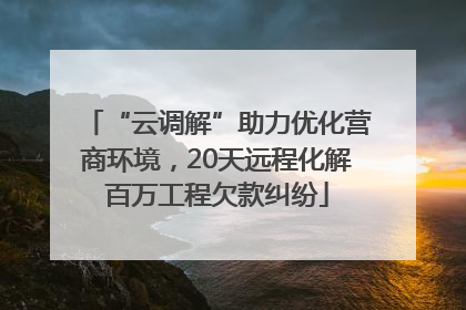 “云调解”助力优化营商环境，20天远程化解百万工程欠款纠纷