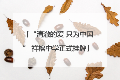 “清澈的爱 只为中国” 祥榕中学正式挂牌
