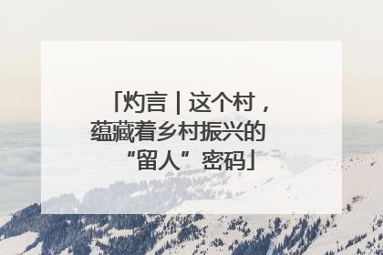 灼言｜这个村，蕴藏着乡村振兴的“留人”密码