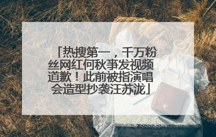 热搜第一，千万粉丝网红何秋亊发视频道歉！此前被指演唱会造型抄袭汪苏泷