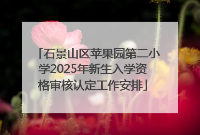石景山区苹果园第二小学2025年新生入学资格审核认定工作安排
