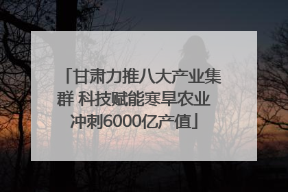 甘肃力推八大产业集群 科技赋能寒旱农业冲刺6000亿产值