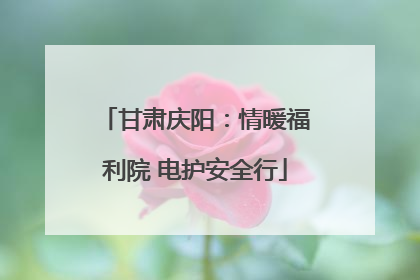 甘肃庆阳：情暖福利院 电护安全行