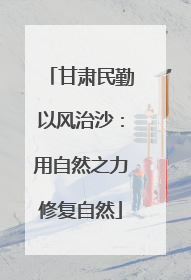 甘肃民勤以风治沙：用自然之力修复自然
