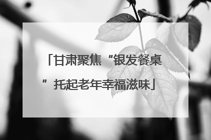 甘肃聚焦“银发餐桌”托起老年幸福滋味