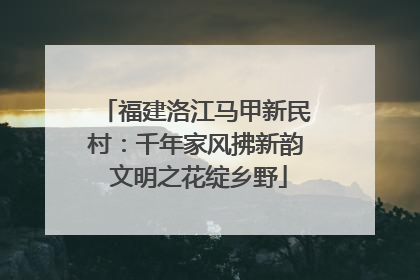 福建洛江马甲新民村：千年家风拂新韵 文明之花绽乡野