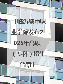 临沂城市职业学院发布2025年高职（专科）招生简章