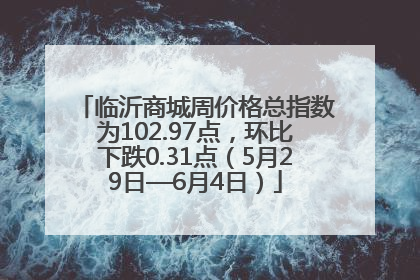临沂商城周价格总指数为102.97点，环比下跌0.31点（5月29日—6月4日）