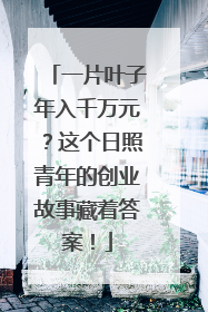 一片叶子年入千万元？这个日照青年的创业故事藏着答案！