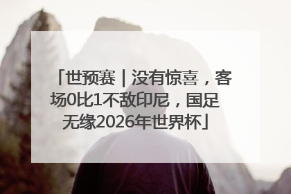 世预赛｜没有惊喜，客场0比1不敌印尼，国足无缘2026年世界杯