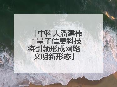 中科大潘建伟：量子信息科技将引领形成网络文明新形态