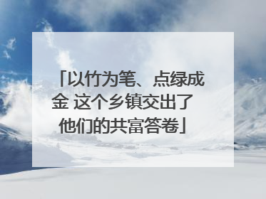 以竹为笔、点绿成金 这个乡镇交出了他们的共富答卷