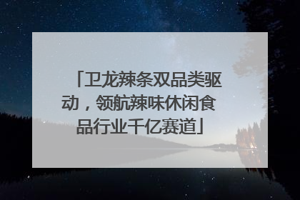 卫龙辣条双品类驱动，领航辣味休闲食品行业千亿赛道