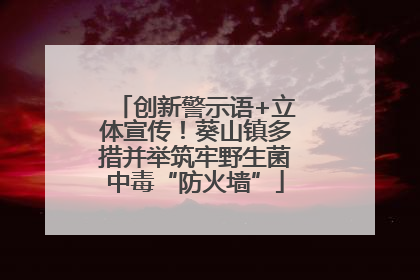 创新警示语+立体宣传！葵山镇多措并举筑牢野生菌中毒“防火墙”