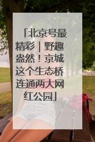 北京号最精彩｜野趣盎然！京城这个生态桥连通两大网红公园