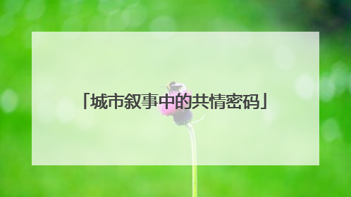 城市叙事中的共情密码