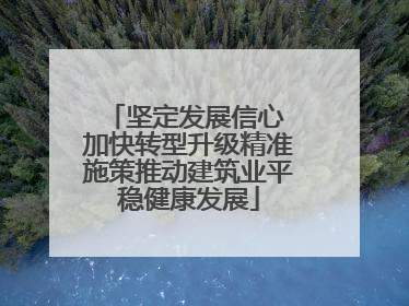 坚定发展信心 加快转型升级精准施策推动建筑业平稳健康发展