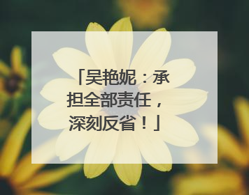 吴艳妮：承担全部责任，深刻反省！