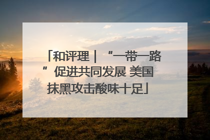 和评理｜“一带一路”促进共同发展 美国抹黑攻击酸味十足