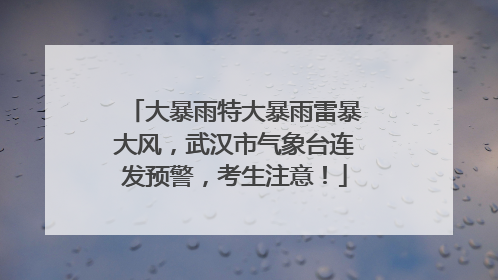 大暴雨特大暴雨雷暴大风，武汉市气象台连发预警，考生注意！