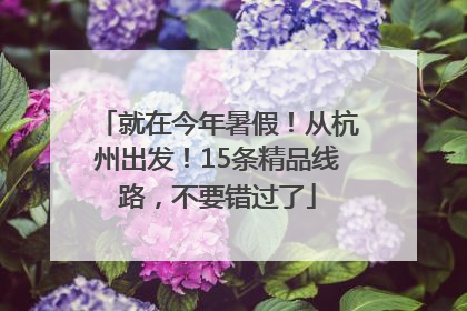 就在今年暑假！从杭州出发！15条精品线路，不要错过了