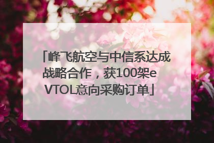 峰飞航空与中信系达成战略合作，获100架eVTOL意向采购订单