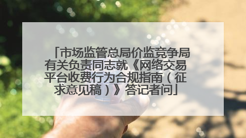 市场监管总局价监竞争局有关负责同志就《网络交易平台收费行为合规指南（征求意见稿）》答记者问