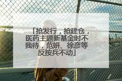 抢发行，抢建仓，医药主题新基金时不我待，范妍、徐彦等反按兵不动