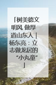 树美德文明风 做厚道山东人｜杨东亮：立志做龙居的“小丸童”