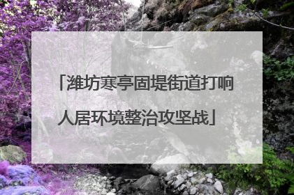 潍坊寒亭固堤街道打响人居环境整治攻坚战
