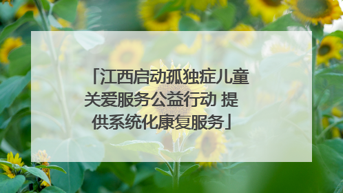 江西启动孤独症儿童关爱服务公益行动 提供系统化康复服务