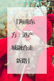 海南东方：港产城融合走新路