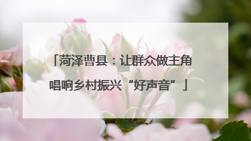 菏泽曹县：让群众做主角 唱响乡村振兴“好声音”