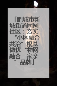 肥城市新城街道同圆社区：夯实“小区融合共治”根基做优“物网融合一家亲”品牌