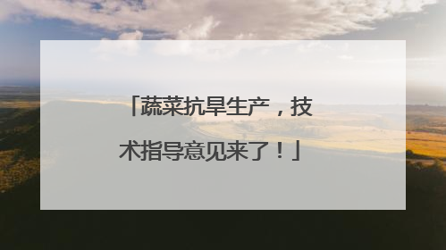 蔬菜抗旱生产，技术指导意见来了！