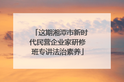 这期湘潭市新时代民营企业家研修班专讲法治素养