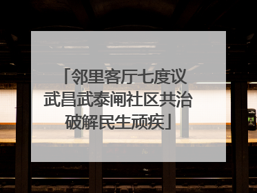 邻里客厅七度议 武昌武泰闸社区共治破解民生顽疾