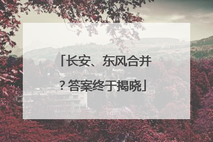 长安、东风合并？答案终于揭晓