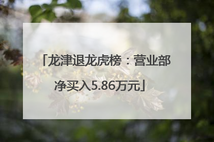 龙津退龙虎榜：营业部净买入5.86万元