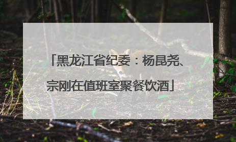 黑龙江省纪委：杨昆尧、宗刚在值班室聚餐饮酒