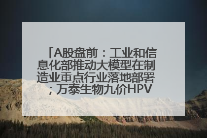 A股盘前：工业和信息化部推动大模型在制造业重点行业落地部署；万泰生物九价HPV疫苗获批上市；特朗普催促鲍威尔降息